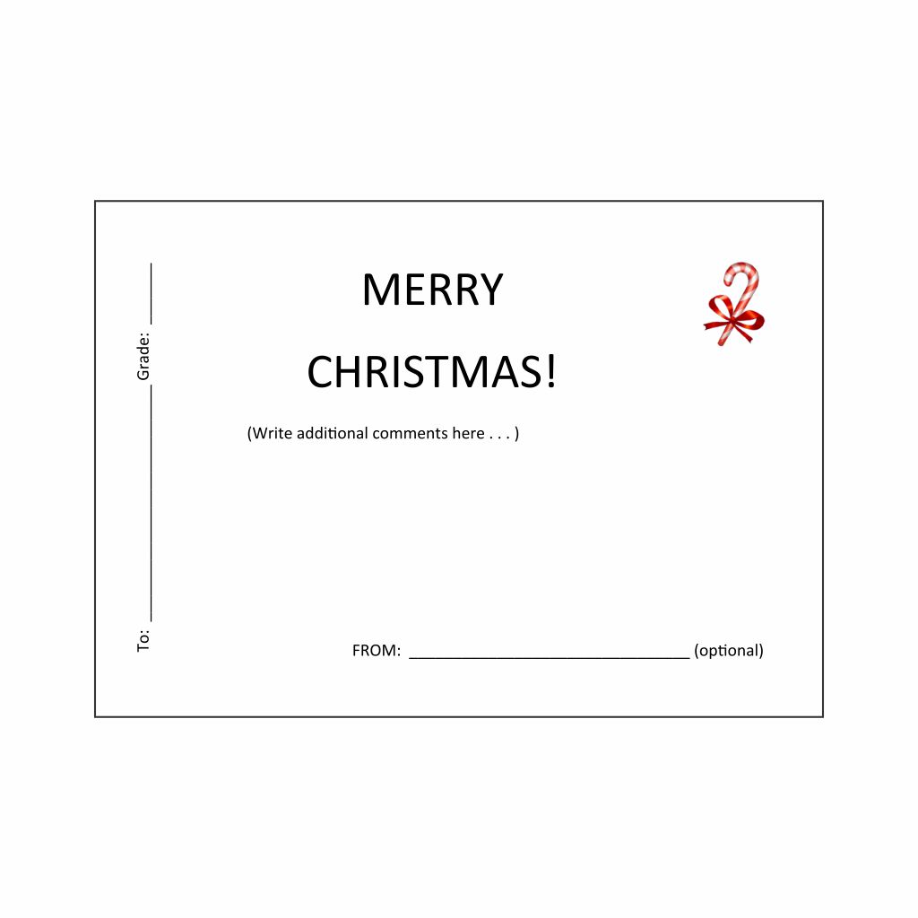 Merry Christmas! Blank candy gram saying printable