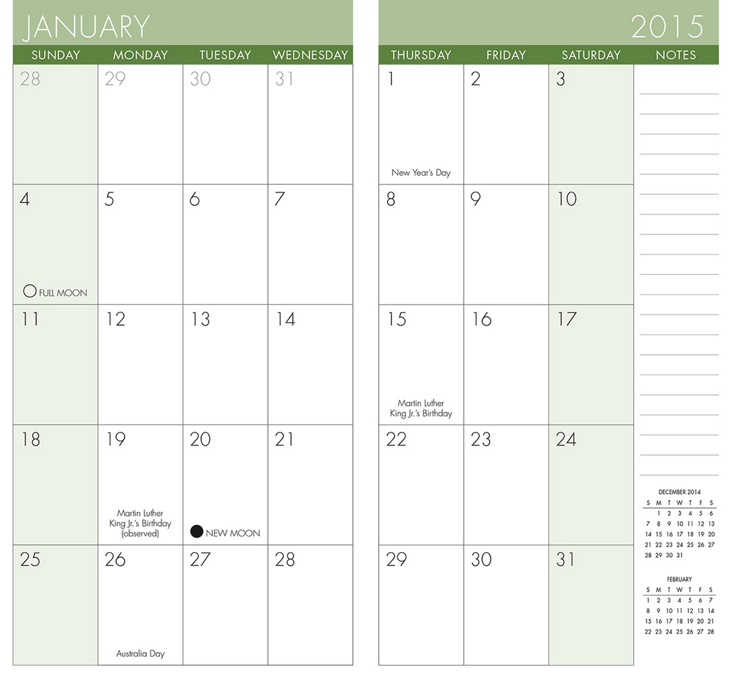 Free Printable Pocket Calendar Template