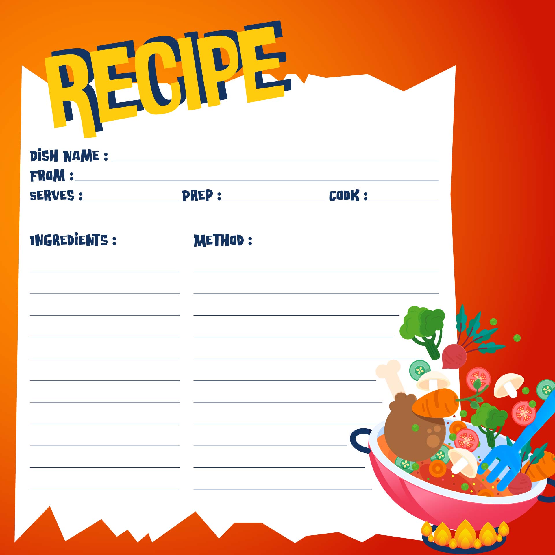 Blank Recipe Cards Template Free
