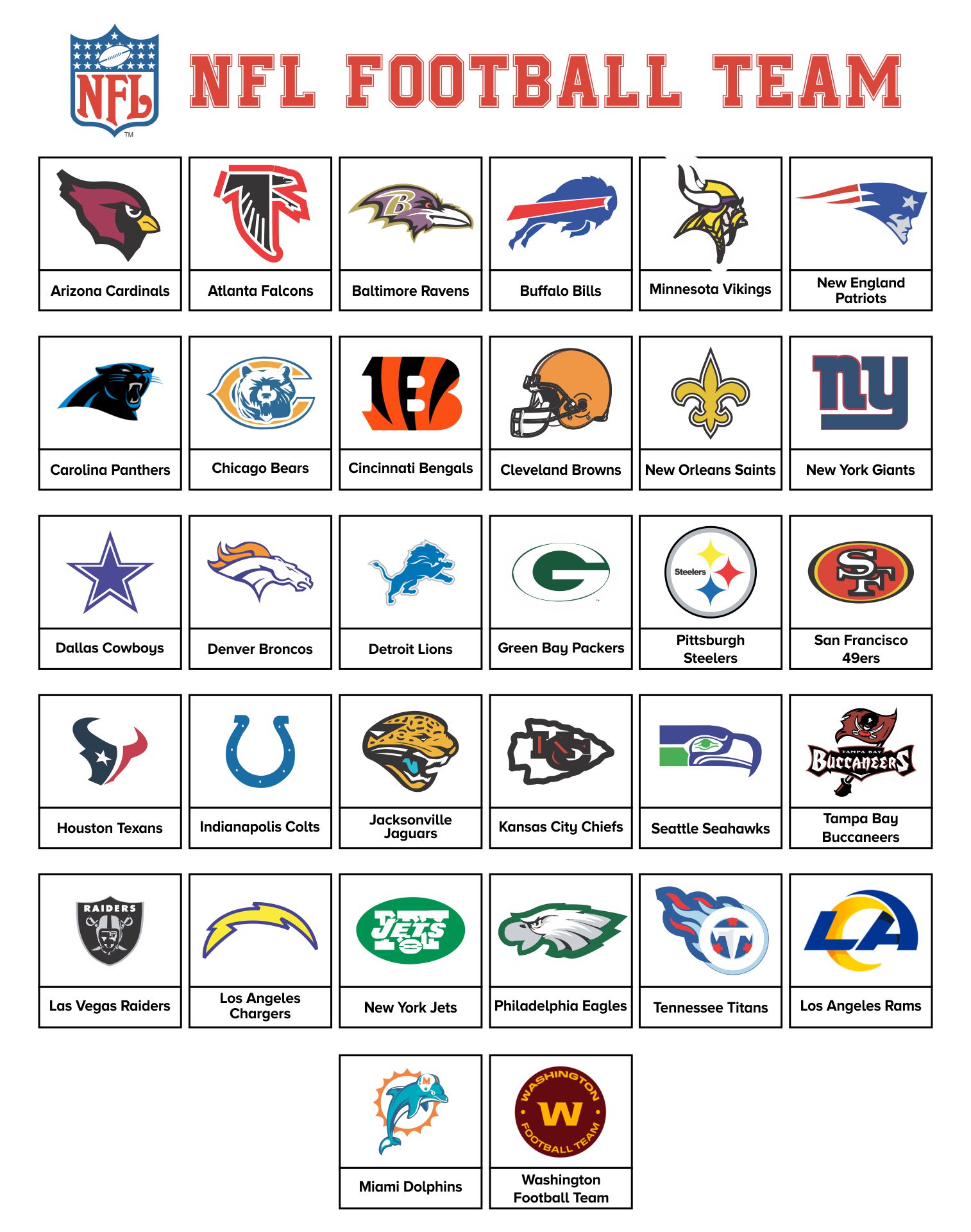 Printable Nfl Team Logos