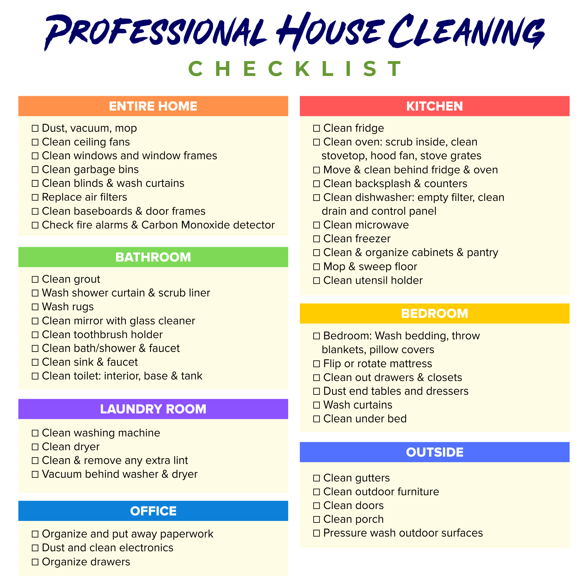 Cleaning Company Checklist Template Excel Templates