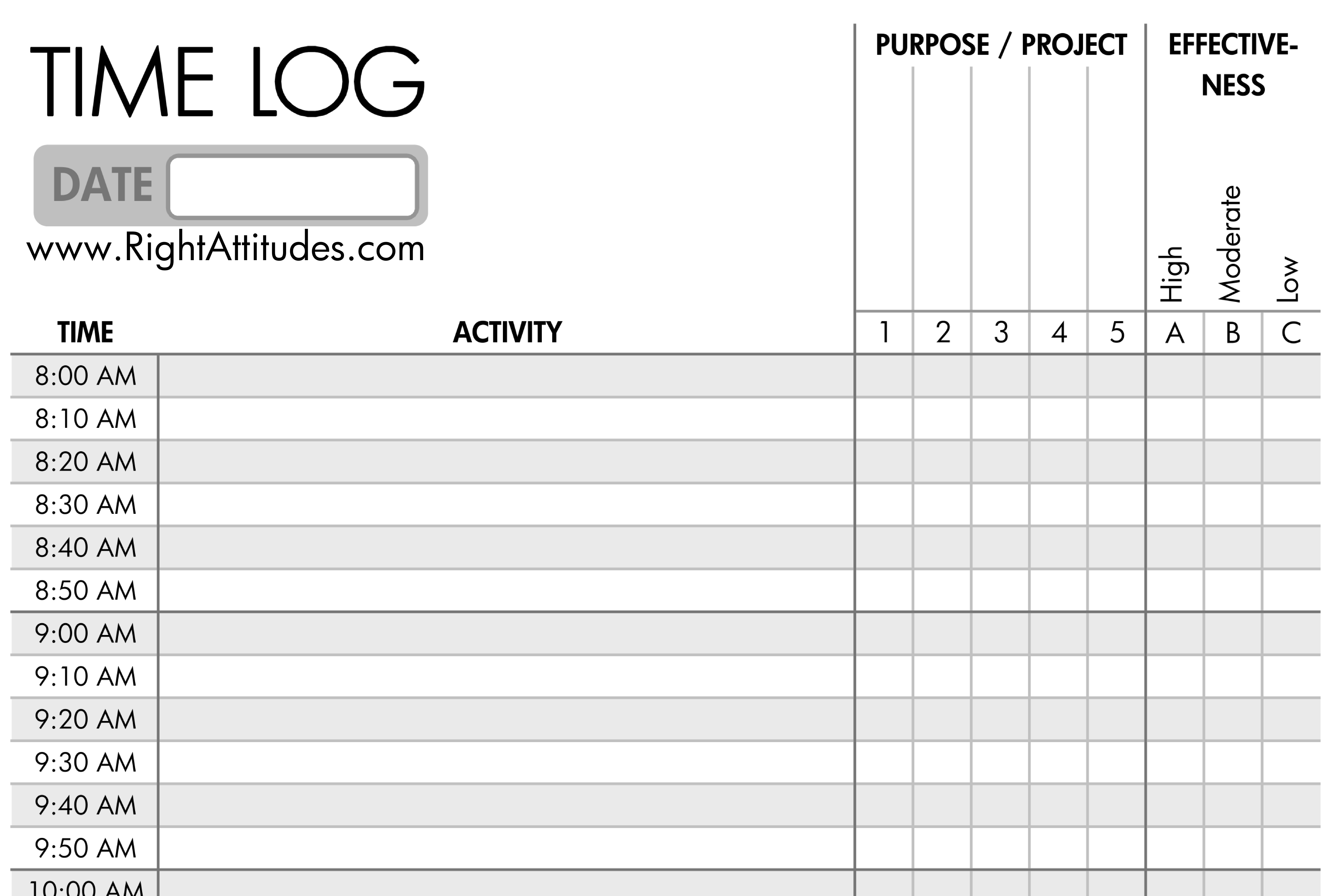 7 Best Images of Printable Daily Time Log Daily Work Log Sheet