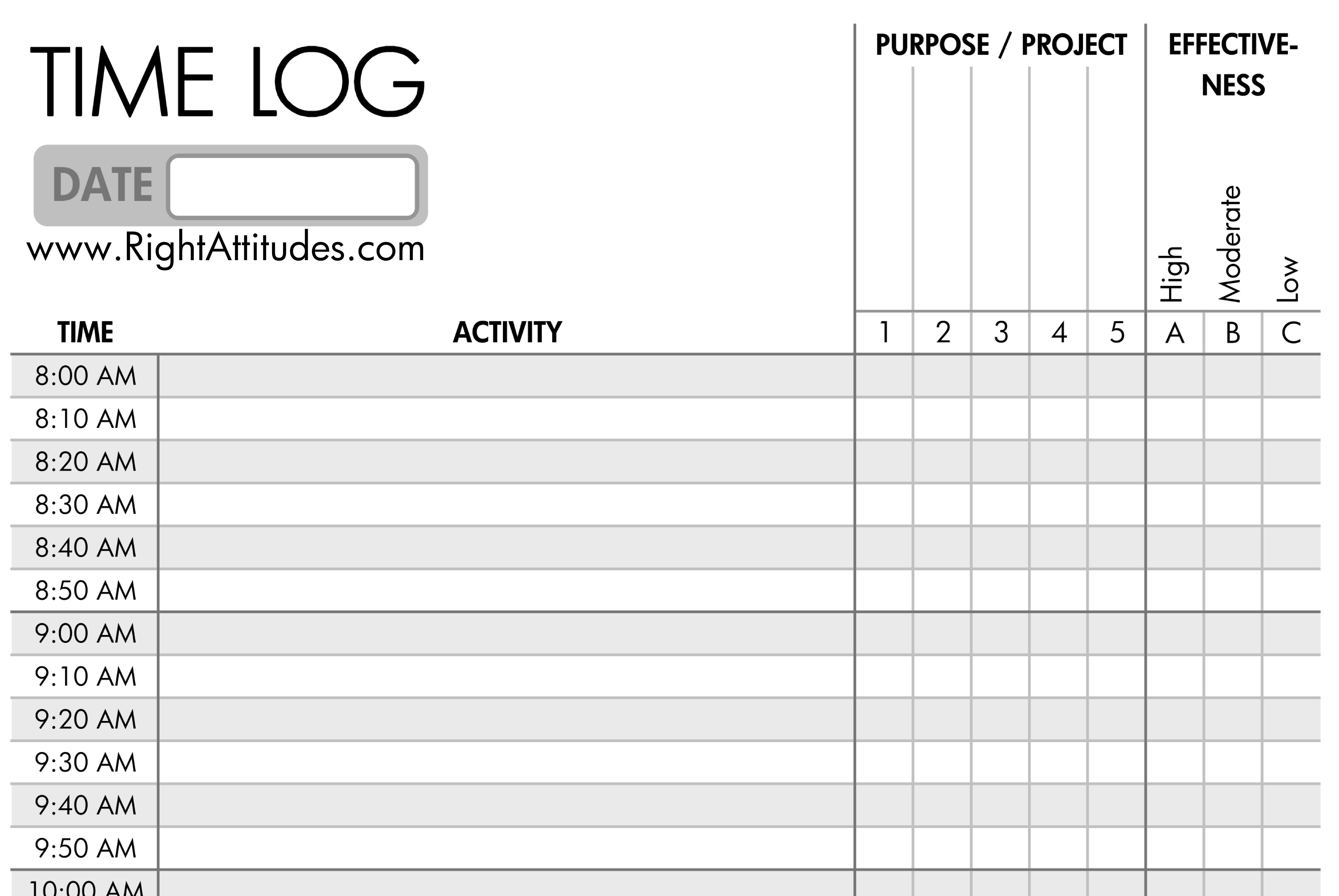 7 Best Images Of Printable Daily Time Log Daily Work Log Sheet