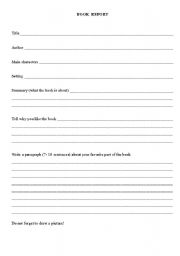 Primary school book report template