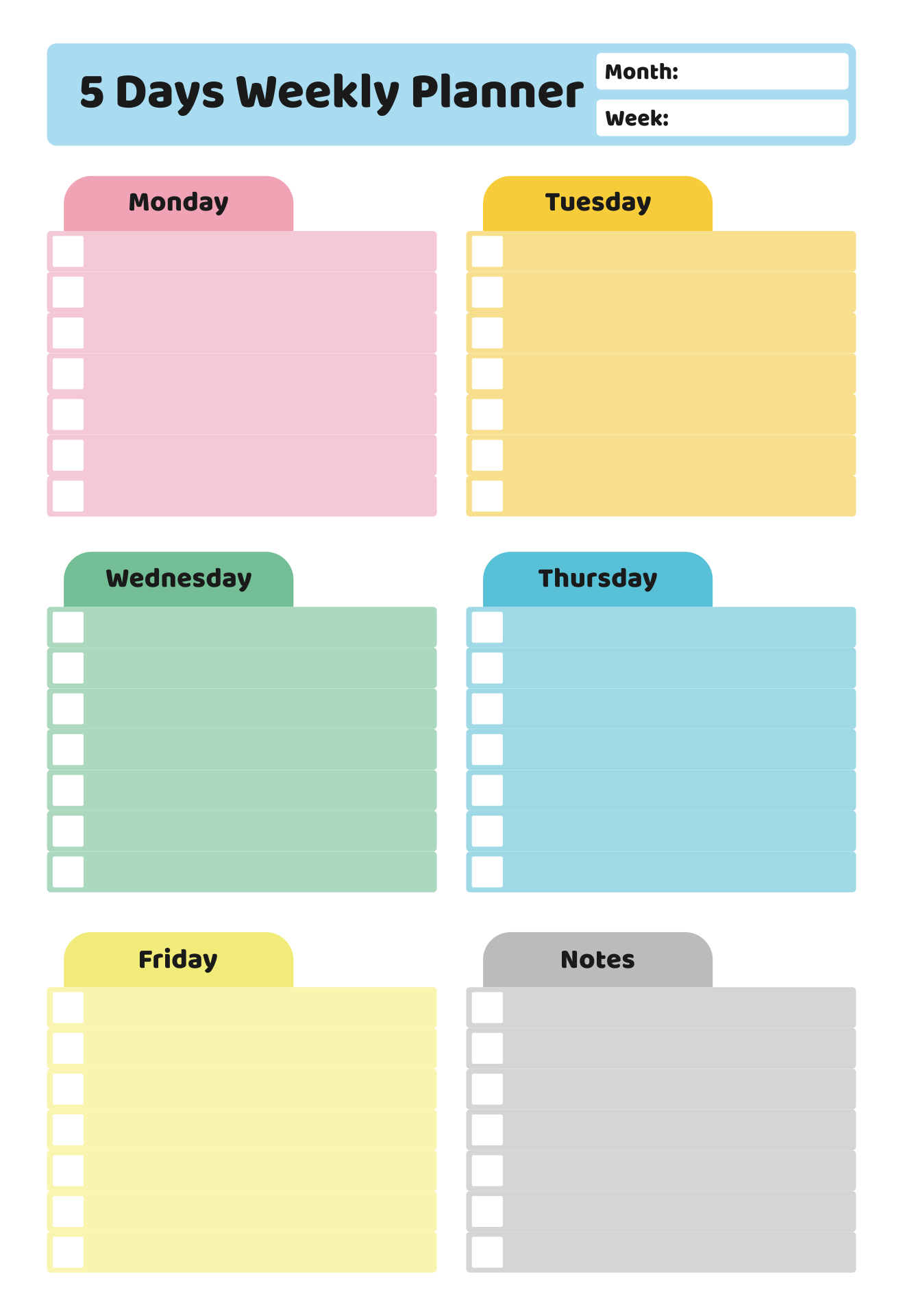 Free 5 Day Work Week Calendar Template