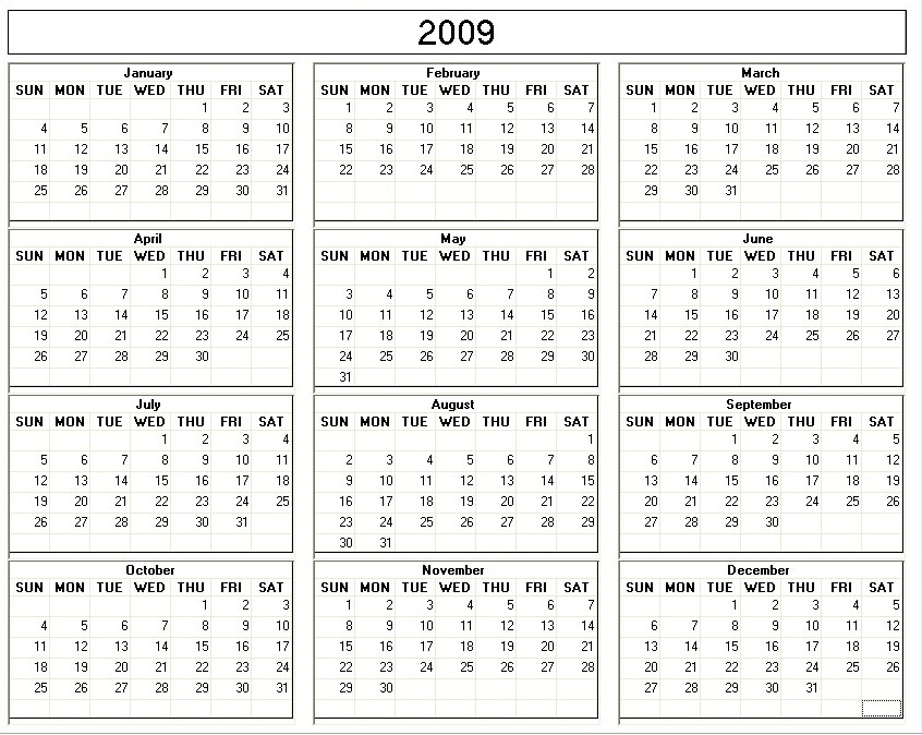 5 Best Images of Free Printable Year Calendar 2009 2009 Calendar