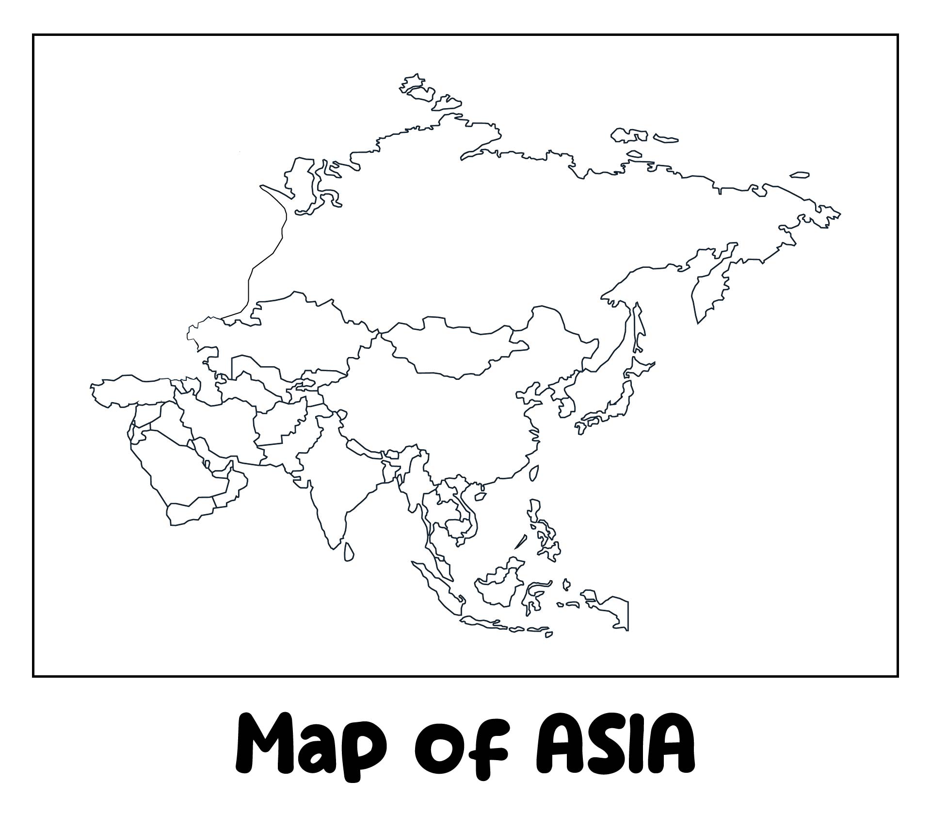 Asia Map With Countries Printable 