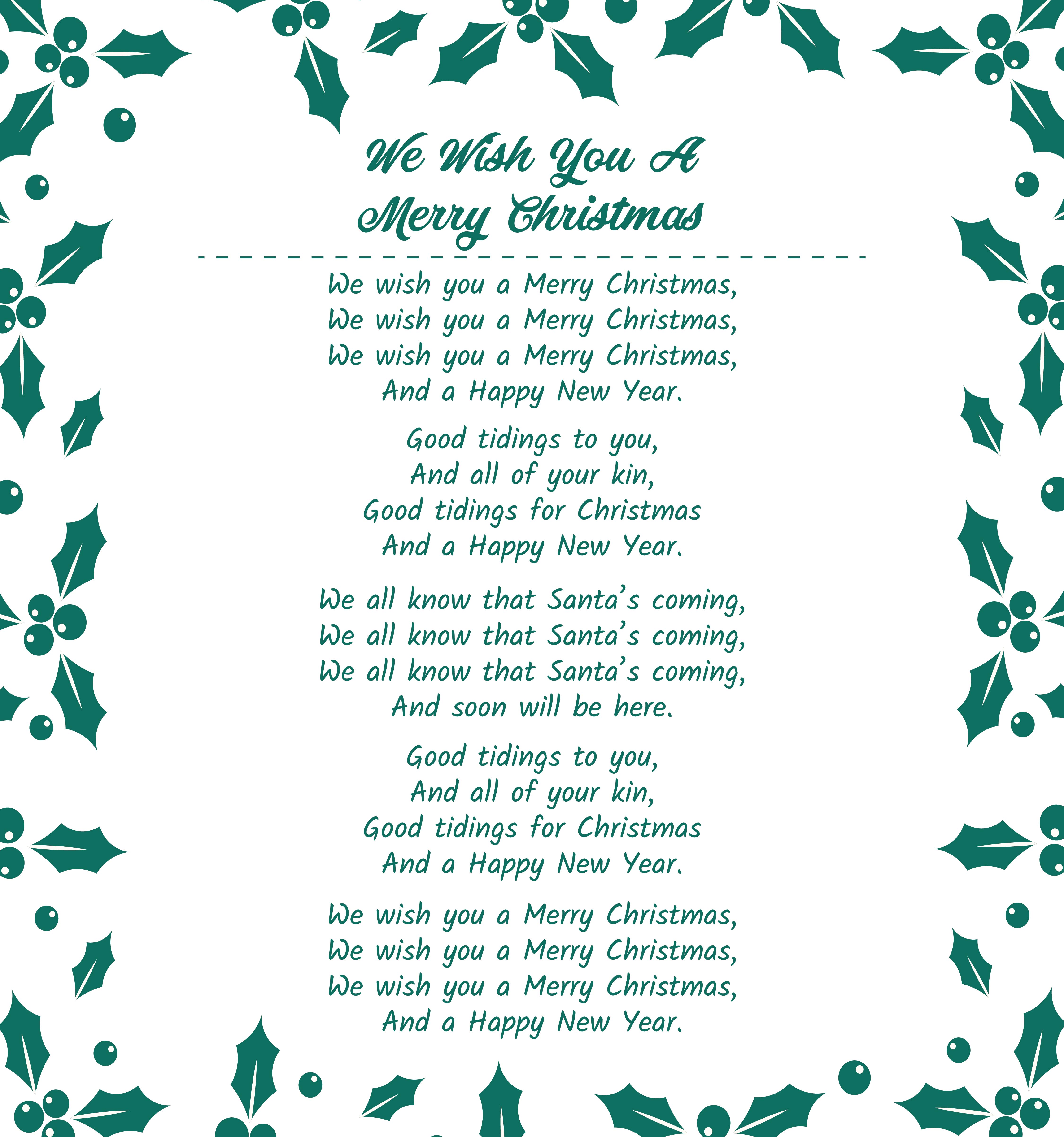 Printable Christmas Songs Lyrics