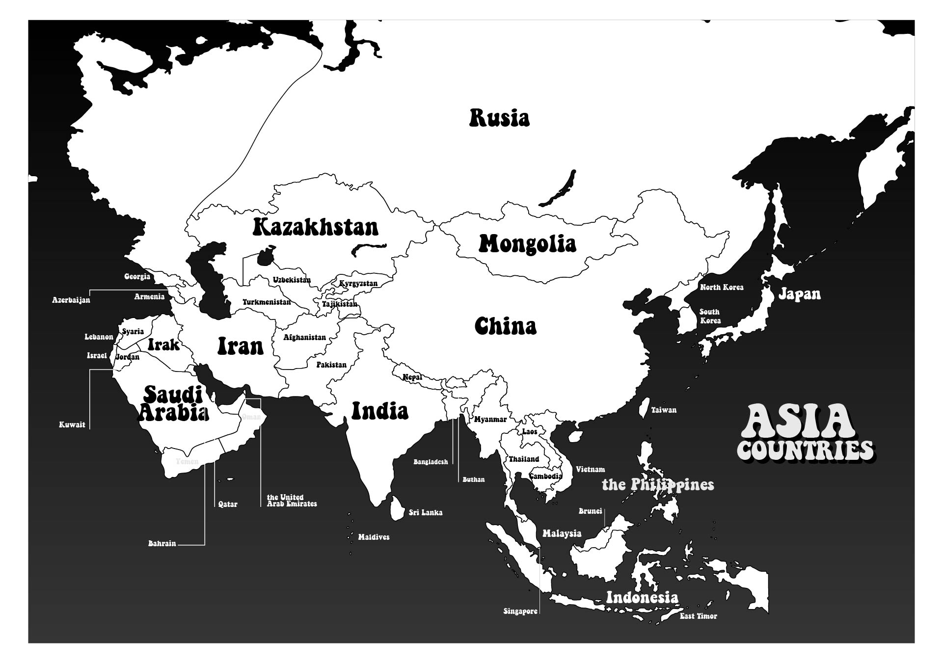 Asia Map With Countries Printable 