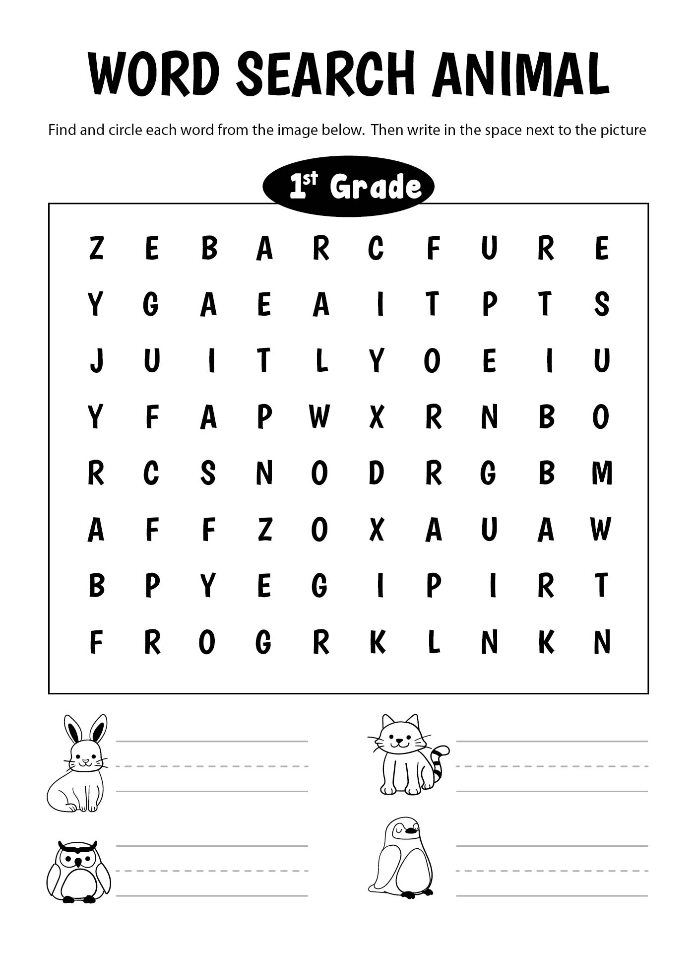 5 Best Images of 1st Grade Word Search Puzzles Printable - First Grade