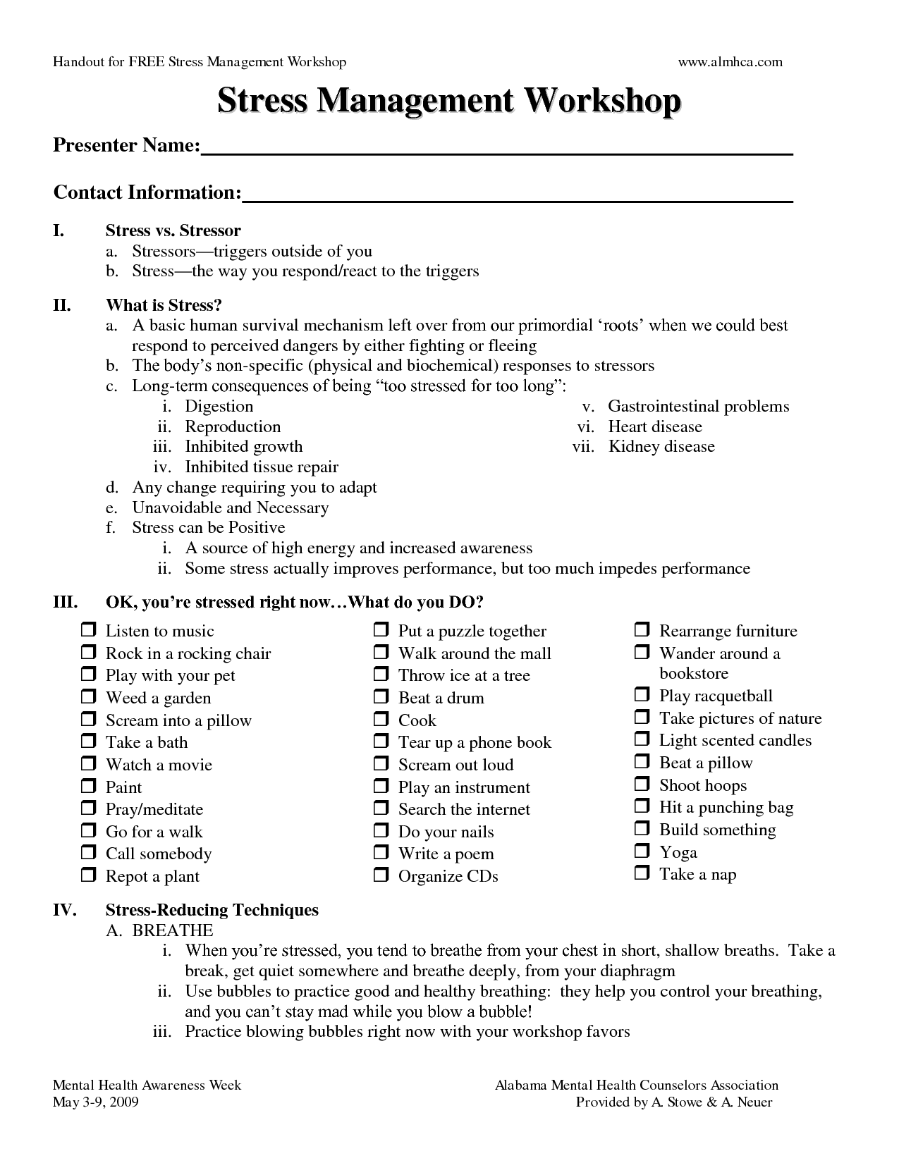 7 Best Images of Stress Worksheets Printable Stress Management