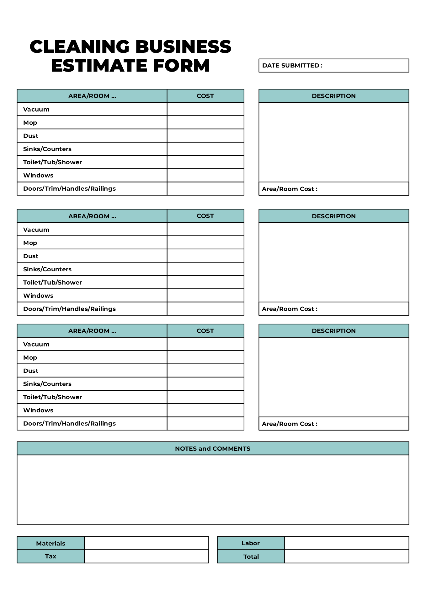 9 Best Images of Free Printable Cleaning Business Forms Cleaning Bid