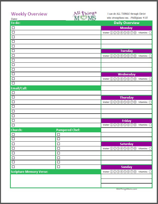 Free Printable Organizer Pages