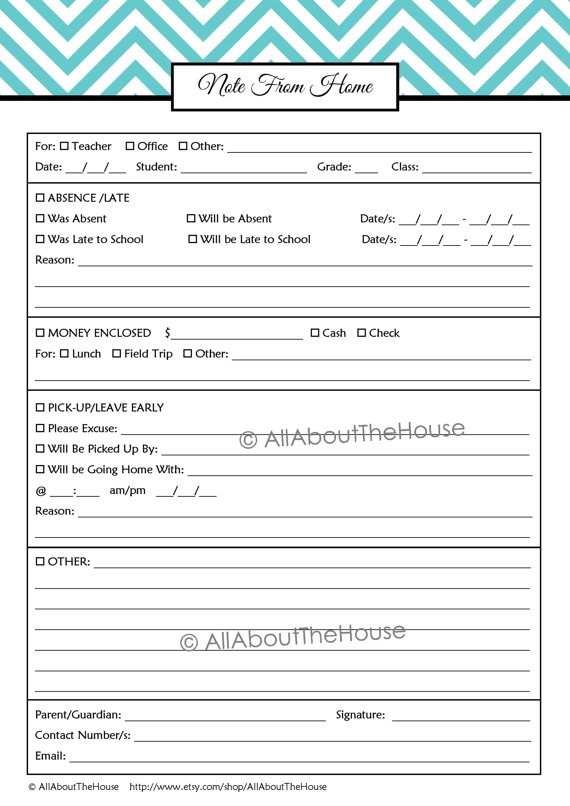 School Absence Note Template