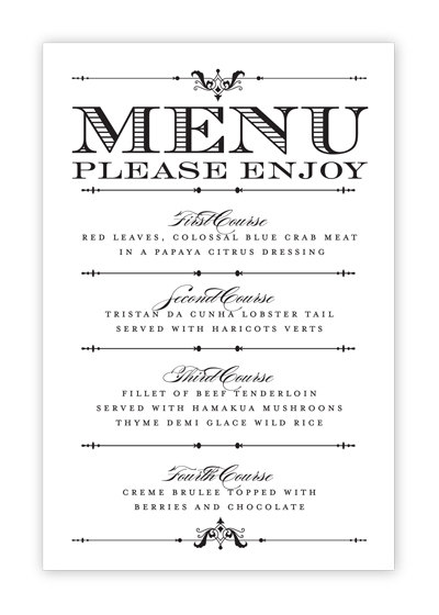 Menu Template Free Printable