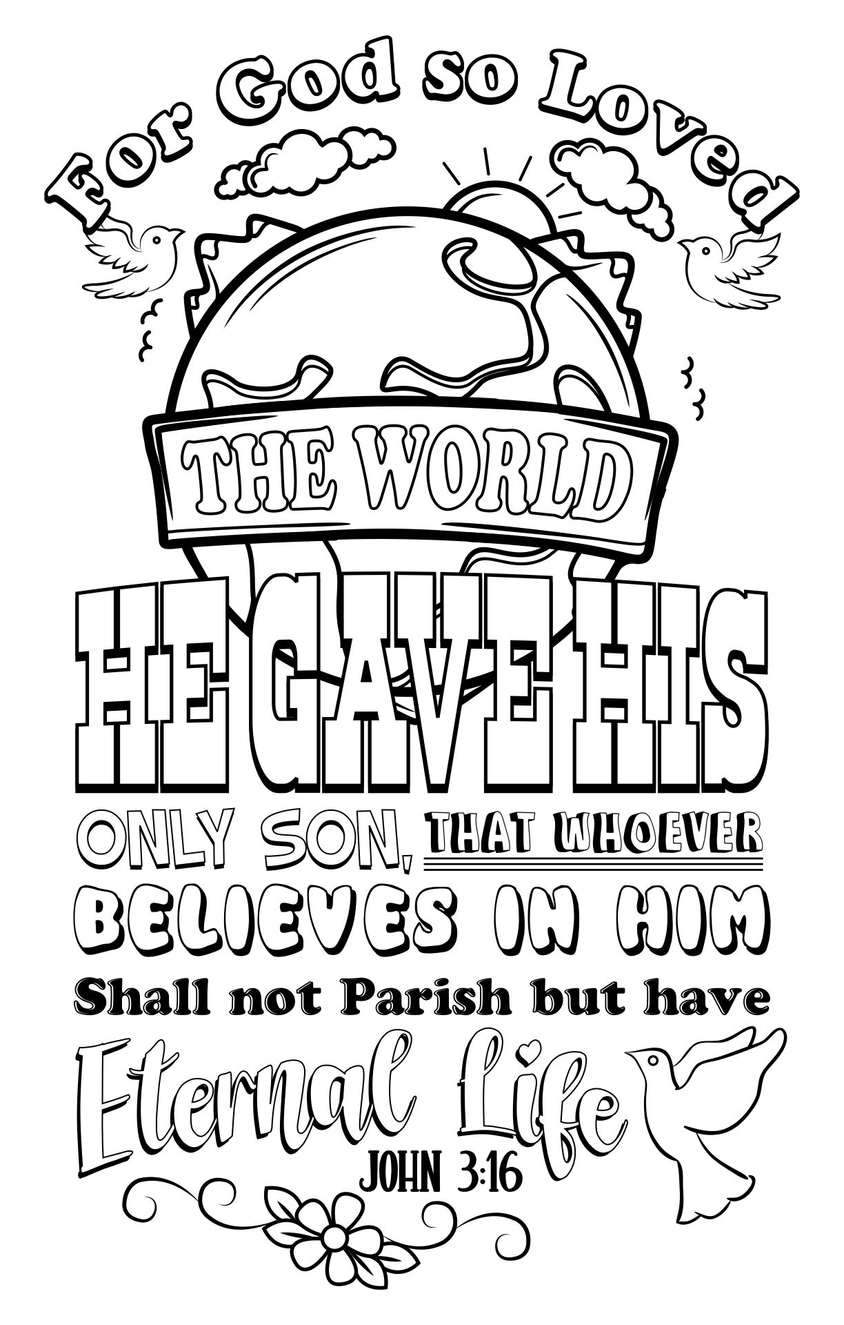 8 Best Images of Printable Coloring Page With John 3 16 John 3 16
