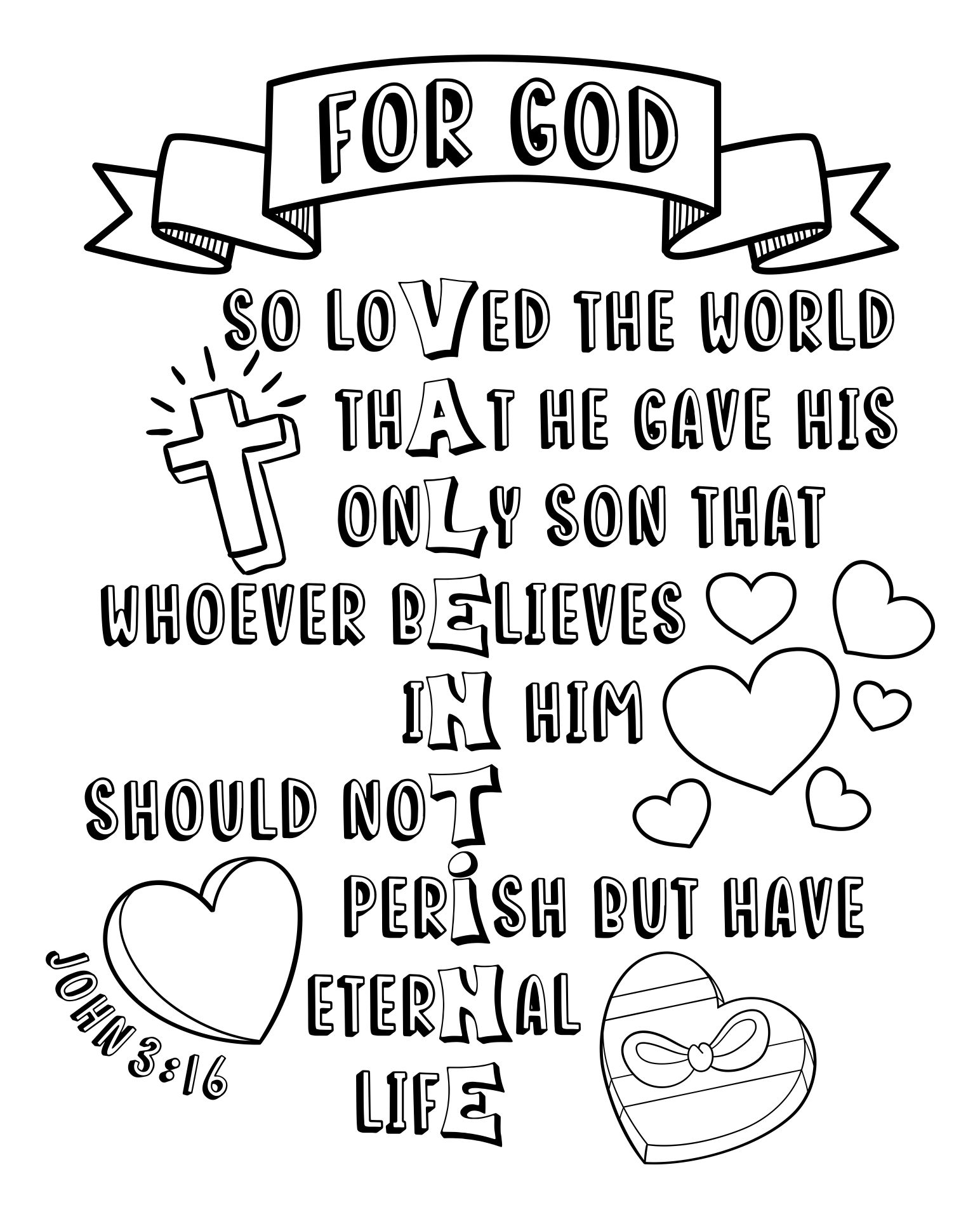 8 Best Images Of Printable Coloring Page With John 3 16 John 3 16 