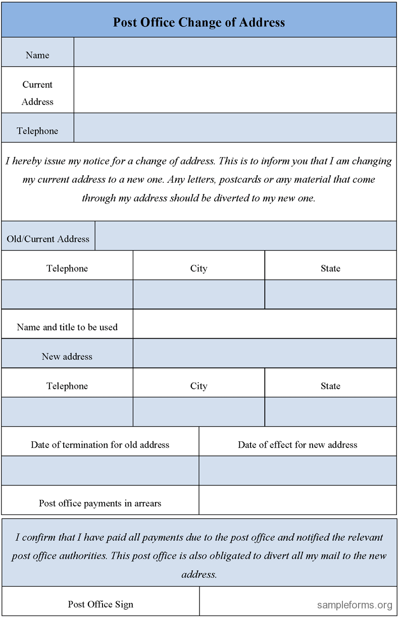 Usps Change Of Address Form Printable Printable Forms Free Online