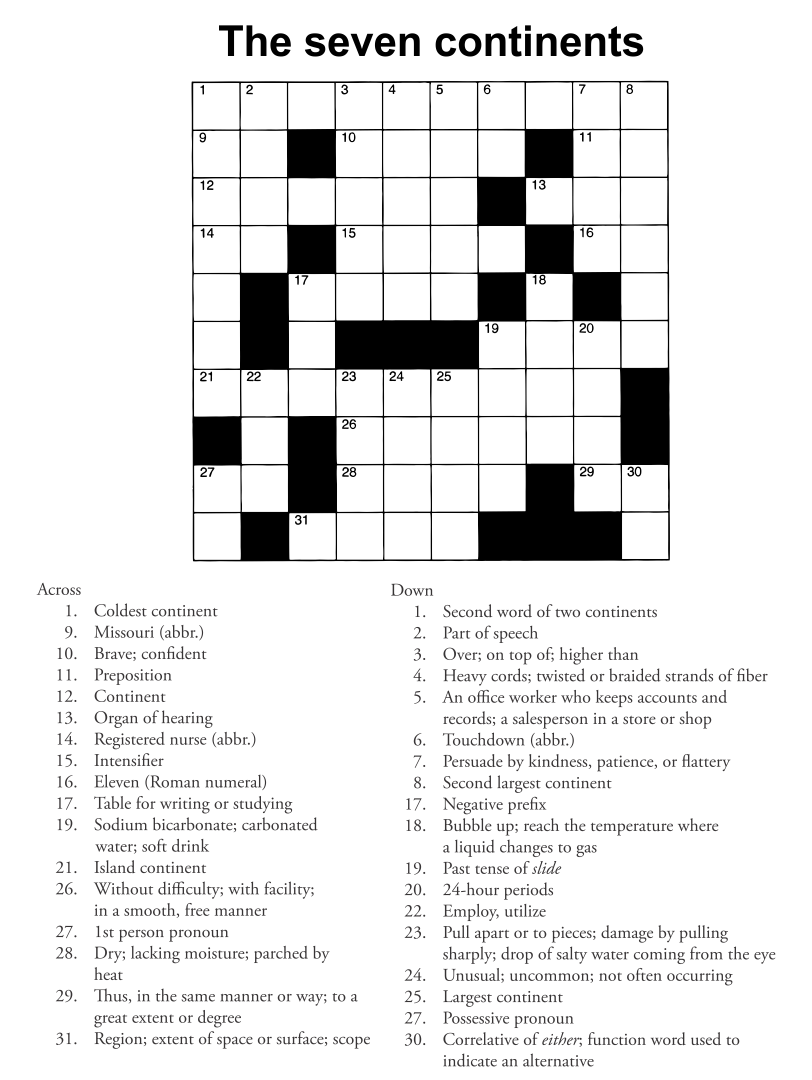 Easy Printable Crossword Puzzles For Adults 111