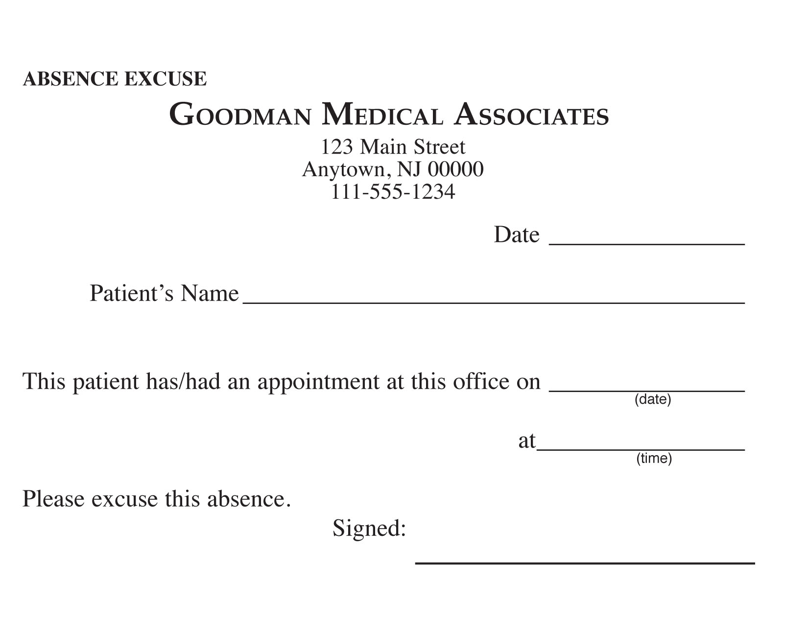 Printable Dr Excuse For Work Printable Blank World Printable Dr Excuse For Work Printable Blank World