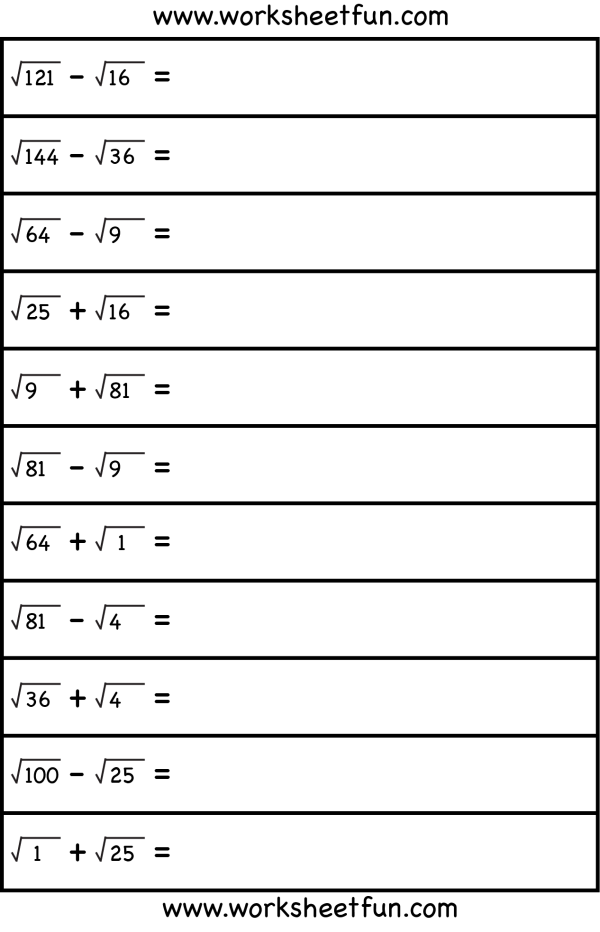 Multiplication And Division Of Square Roots Worksheet