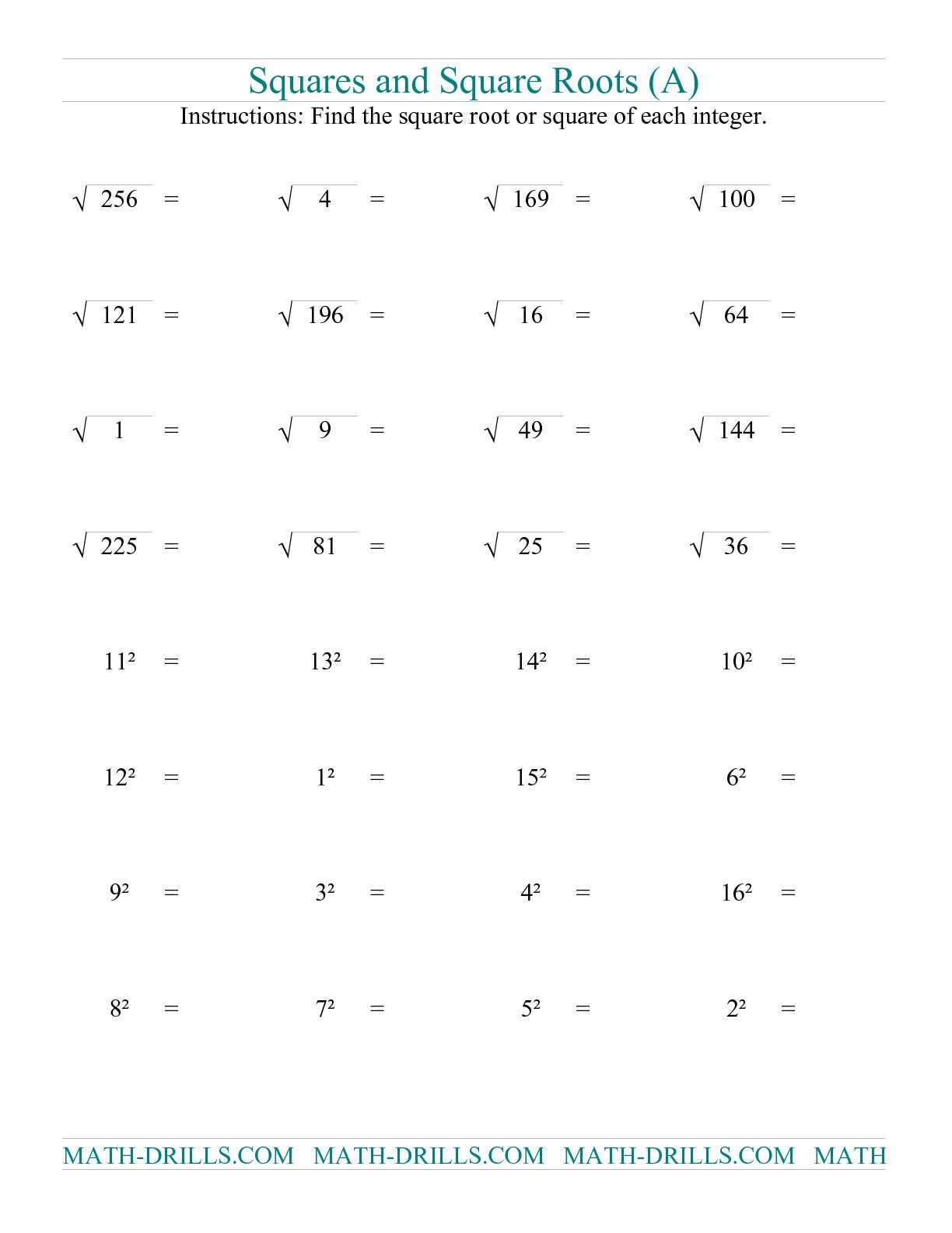 8 Best Images Of Square Root Worksheet Printable Square Root 