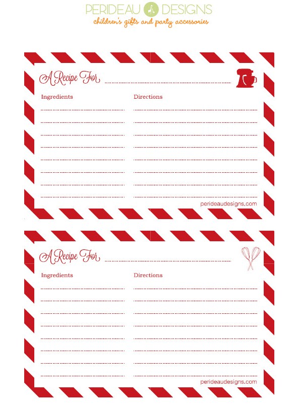 Free Printable Blank Christmas Recipe Cards