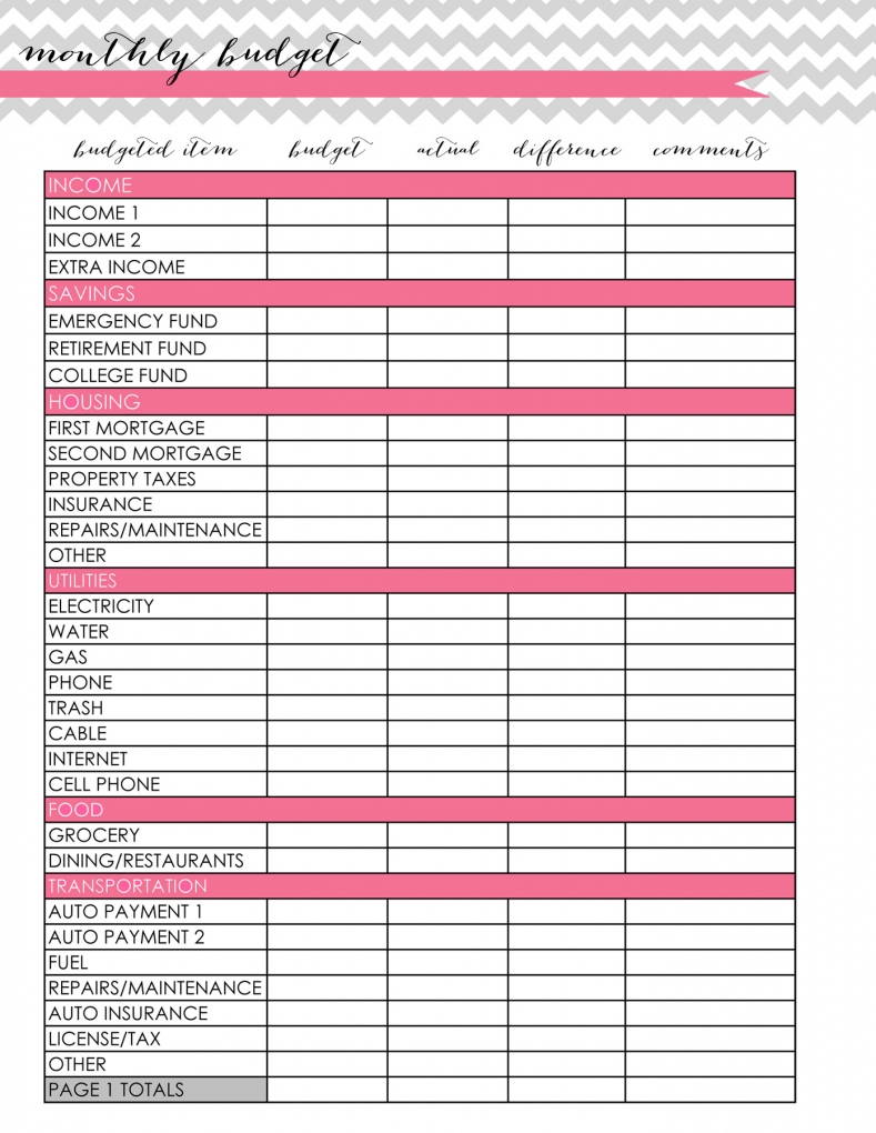 4 Best Images Of Printable Monthly Budget Chart Free Printable 