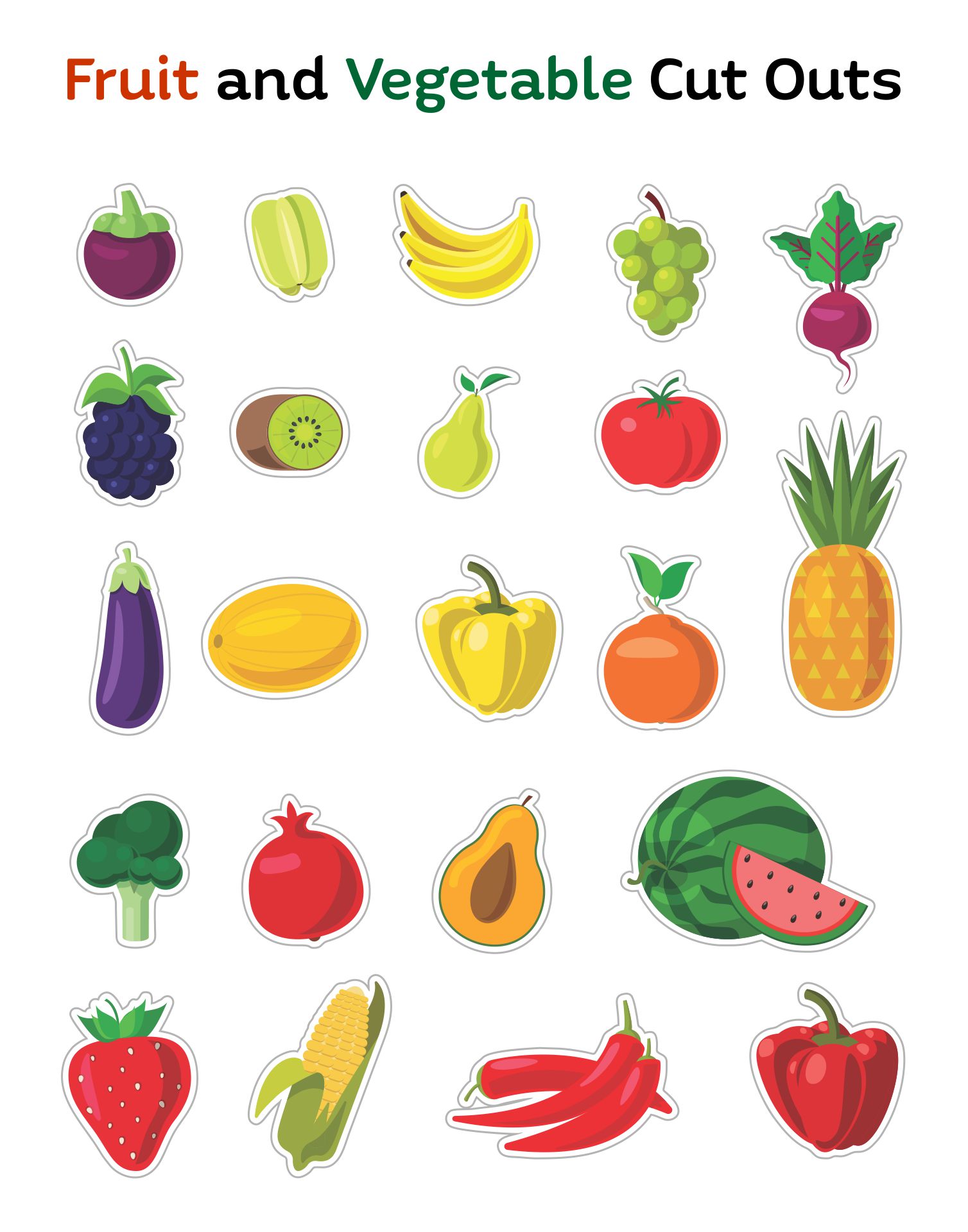 Printable Fruits And Vegetables