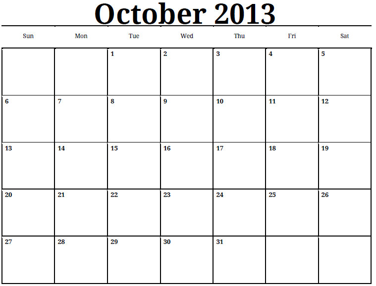 6 Best Images of October 2013 Calendar Printable PDF October 2013