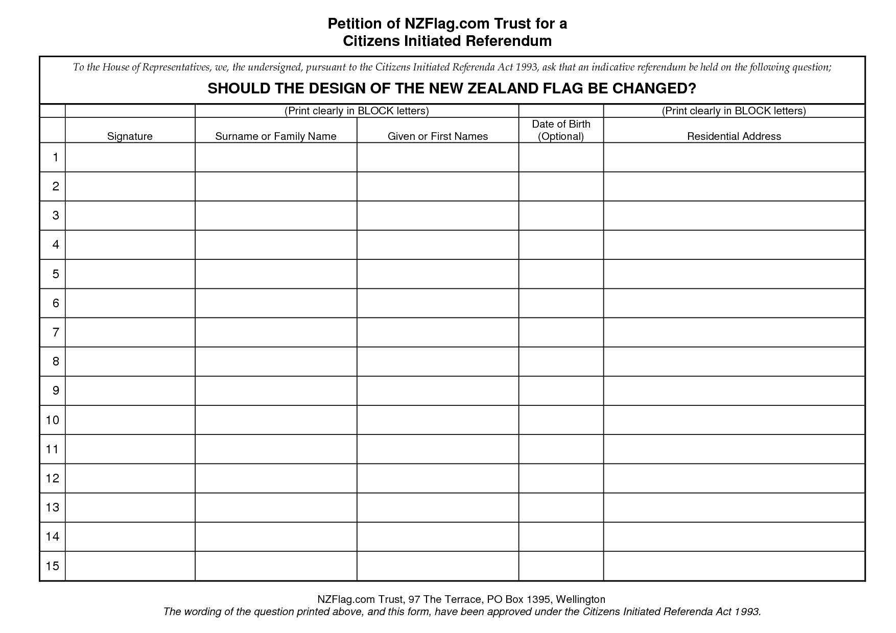 Free petition templates printable