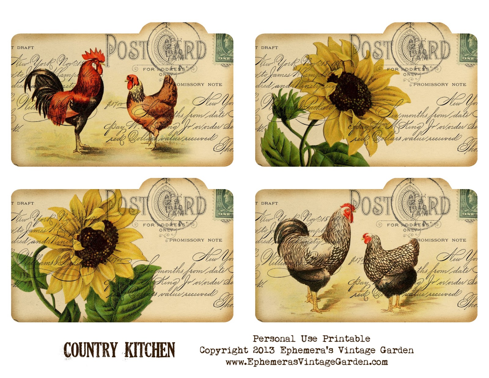 Free Printable Country Recipe Cards