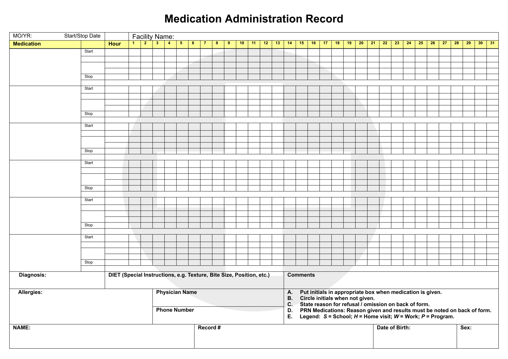 9 Best Images of Printable Medication Administration Record Template