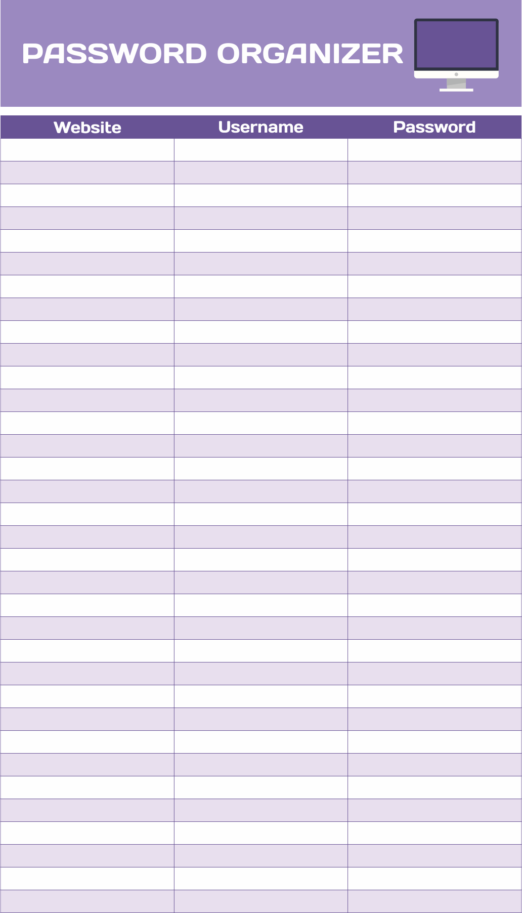 9 Best Images Of Free Printable Password Organizer Worksheets Free 