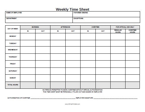 6 Best Images Of Printable Weekly Time Sheet Record Printable Time