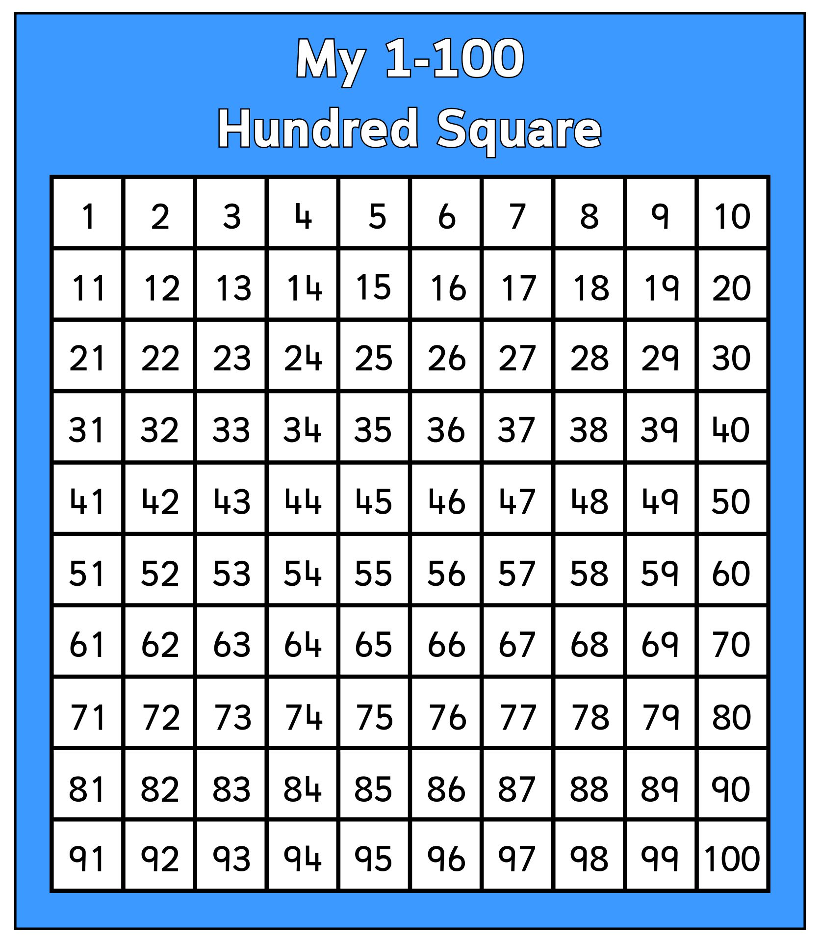 6 Best Images of Printable Hundred Square Printable 100