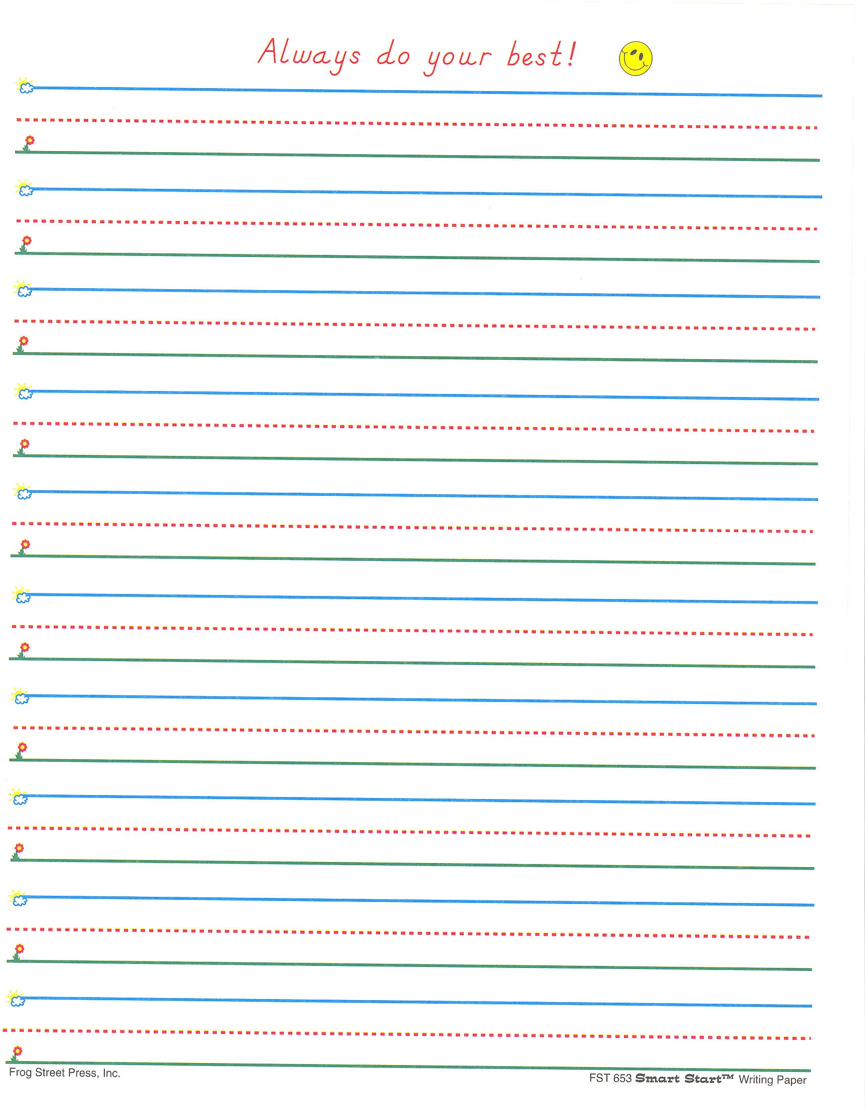 Free Lined Paper Template For Kindergarten