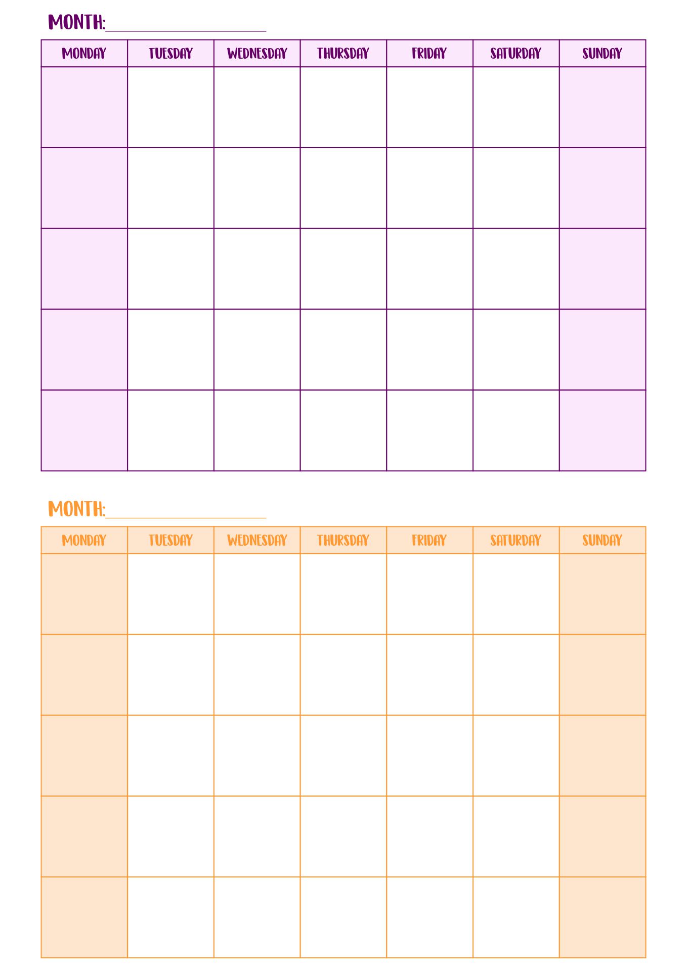 5 Best Images Of Two Month Calendar Printable Two Page Monthly