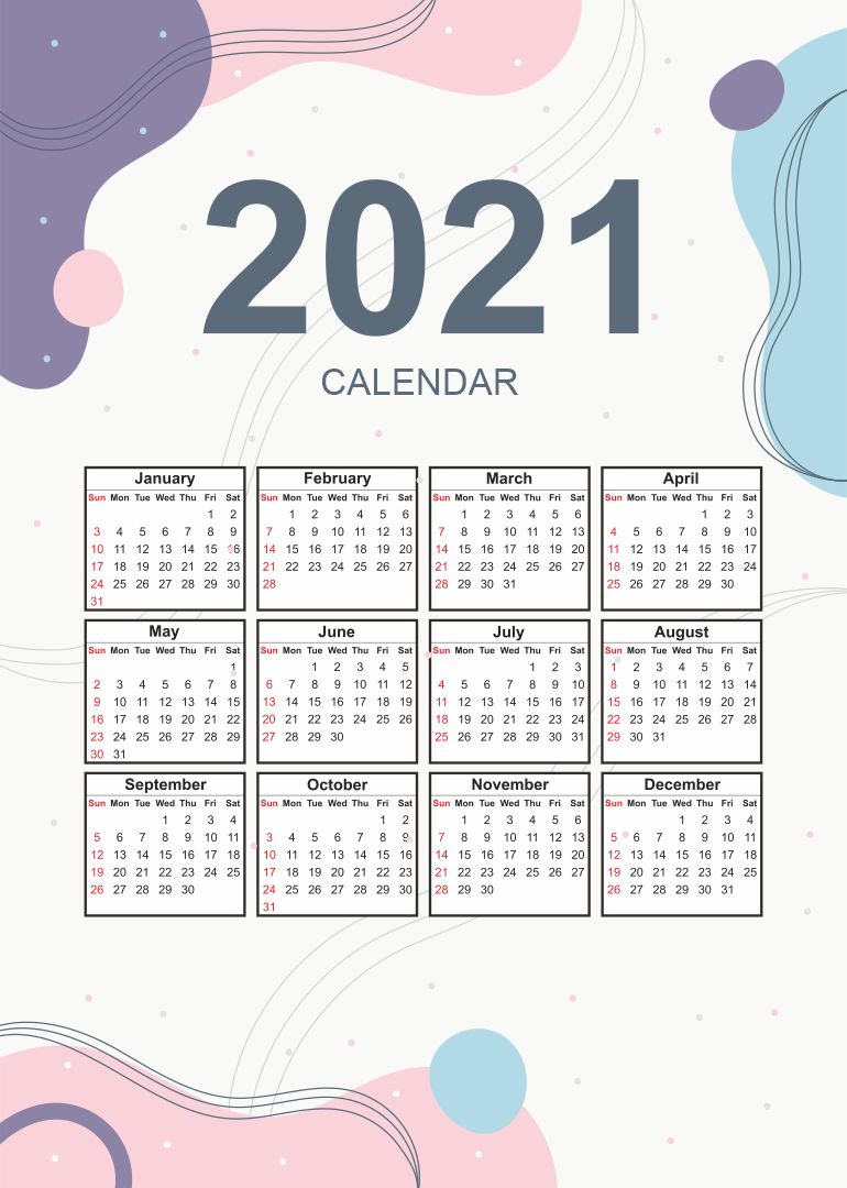 5 Best Images of 2021 Calendar Printable Free 2021
