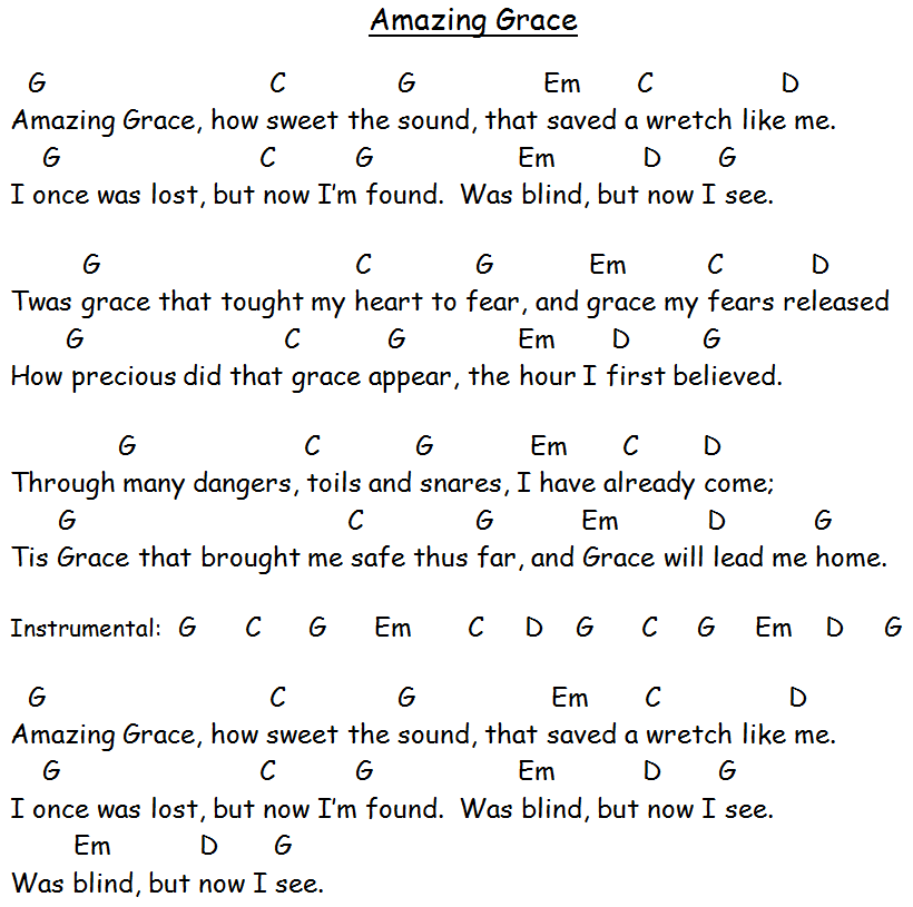 9 Best Images of Amazing Grace Chords To Words With Printable Amazing