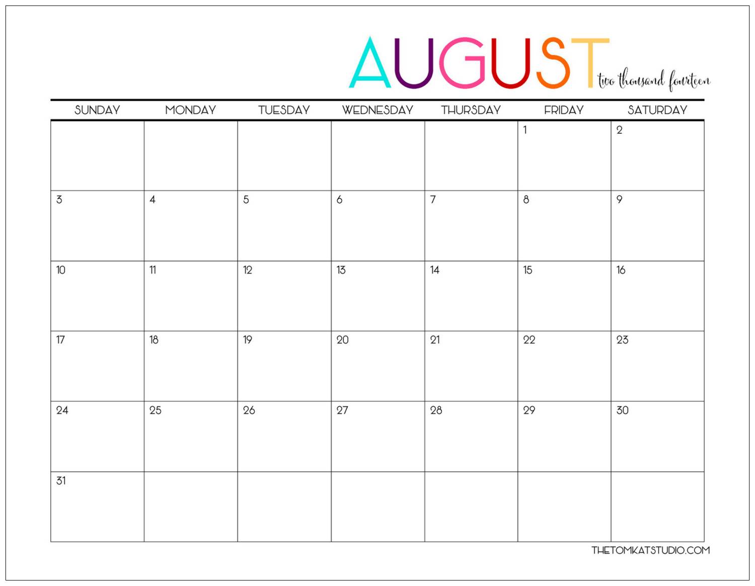 7 Best Images of Cute August 2015 Calendar Printable Cute August