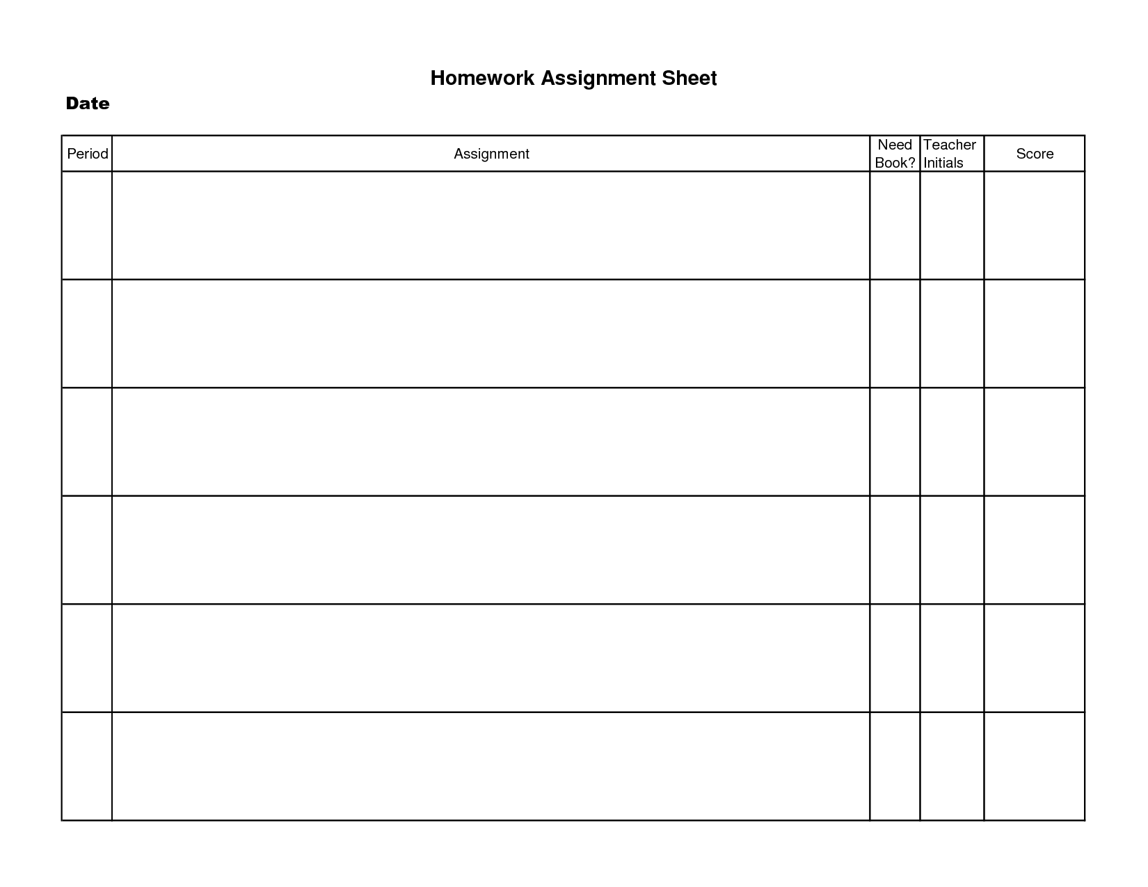 Free Printable Assignment Sheets For Students
