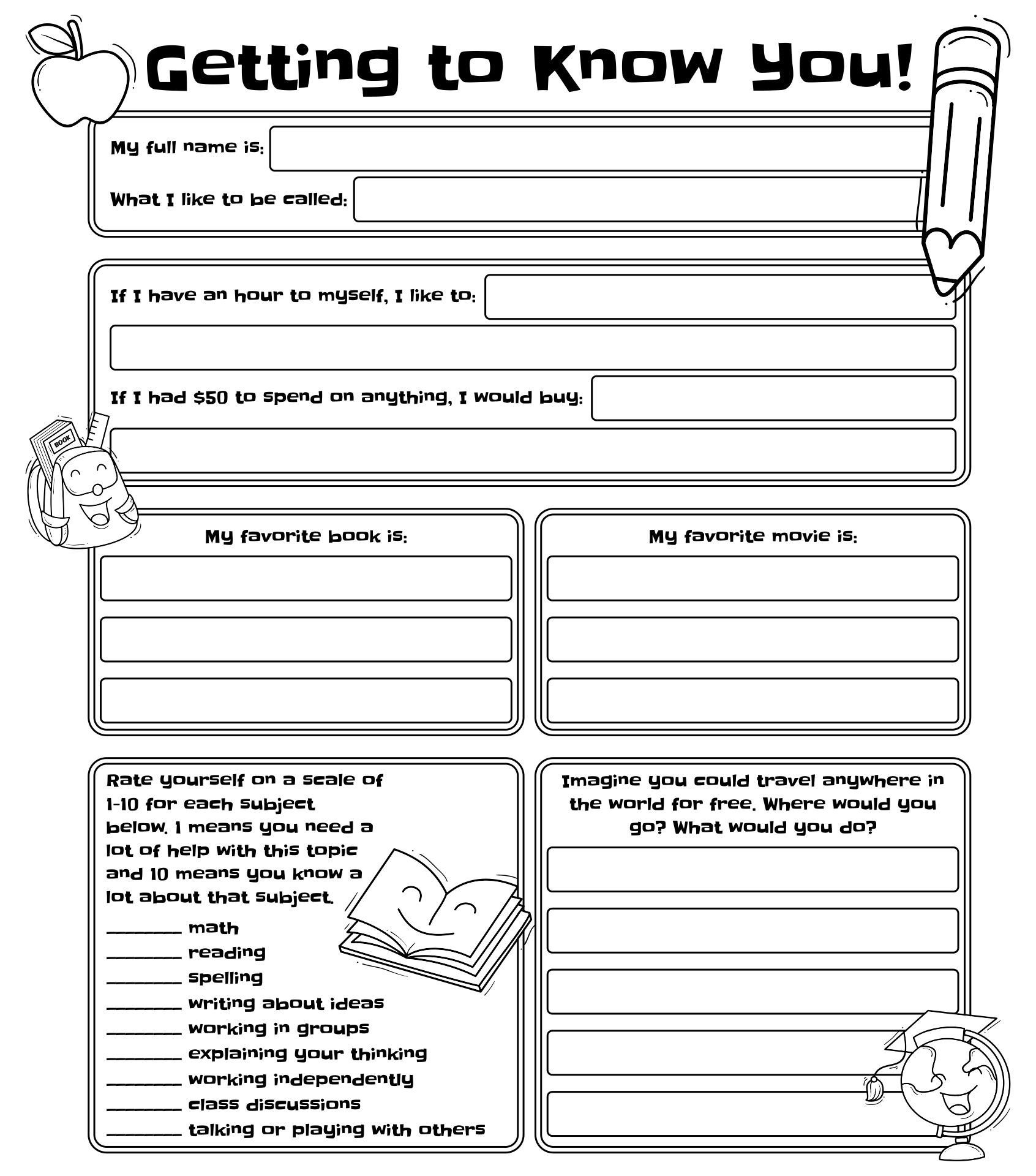 6 Best Images of Getting To Know Student Printable Get to Know Your