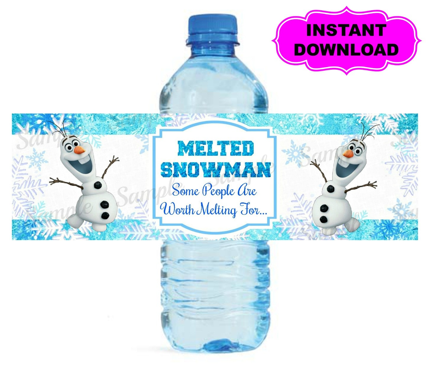 7 Best Images of Melted Olaf Water Bottle Label Printable Olaf Melted