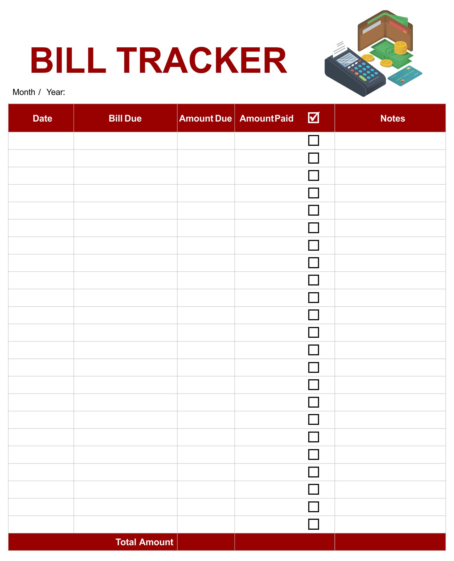 5 Best Images Of Free Printable Pay Chart Printable Bill Payment Log 