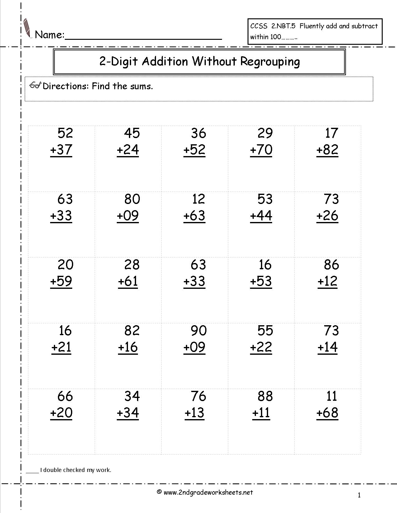 Printable Math Worksheets 2nd Grade Regrouping