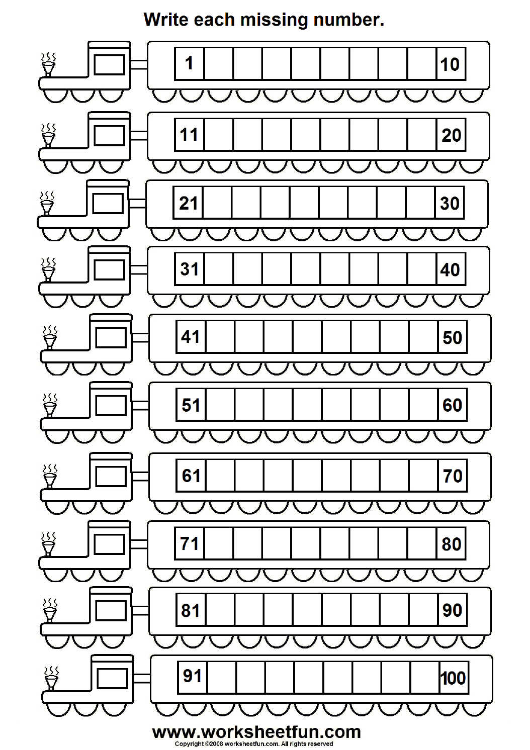 Counting Numbers 1 To 100 Worksheet