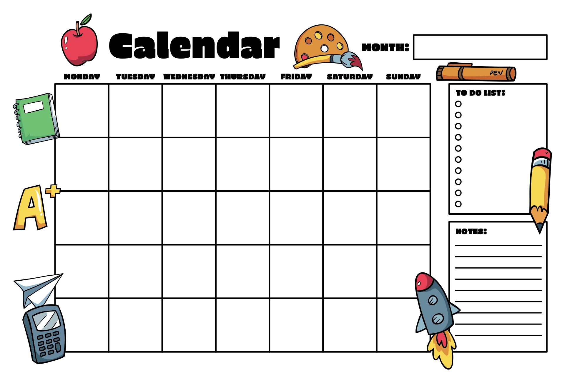 Blank Calander Template