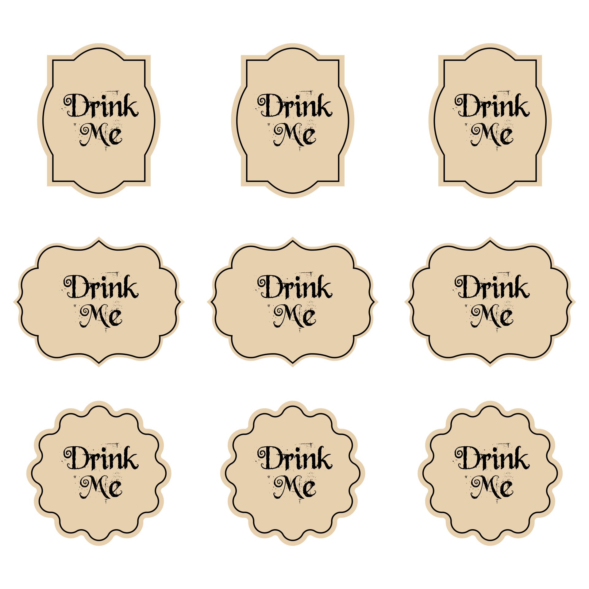 Free Printable Drink Me Labels