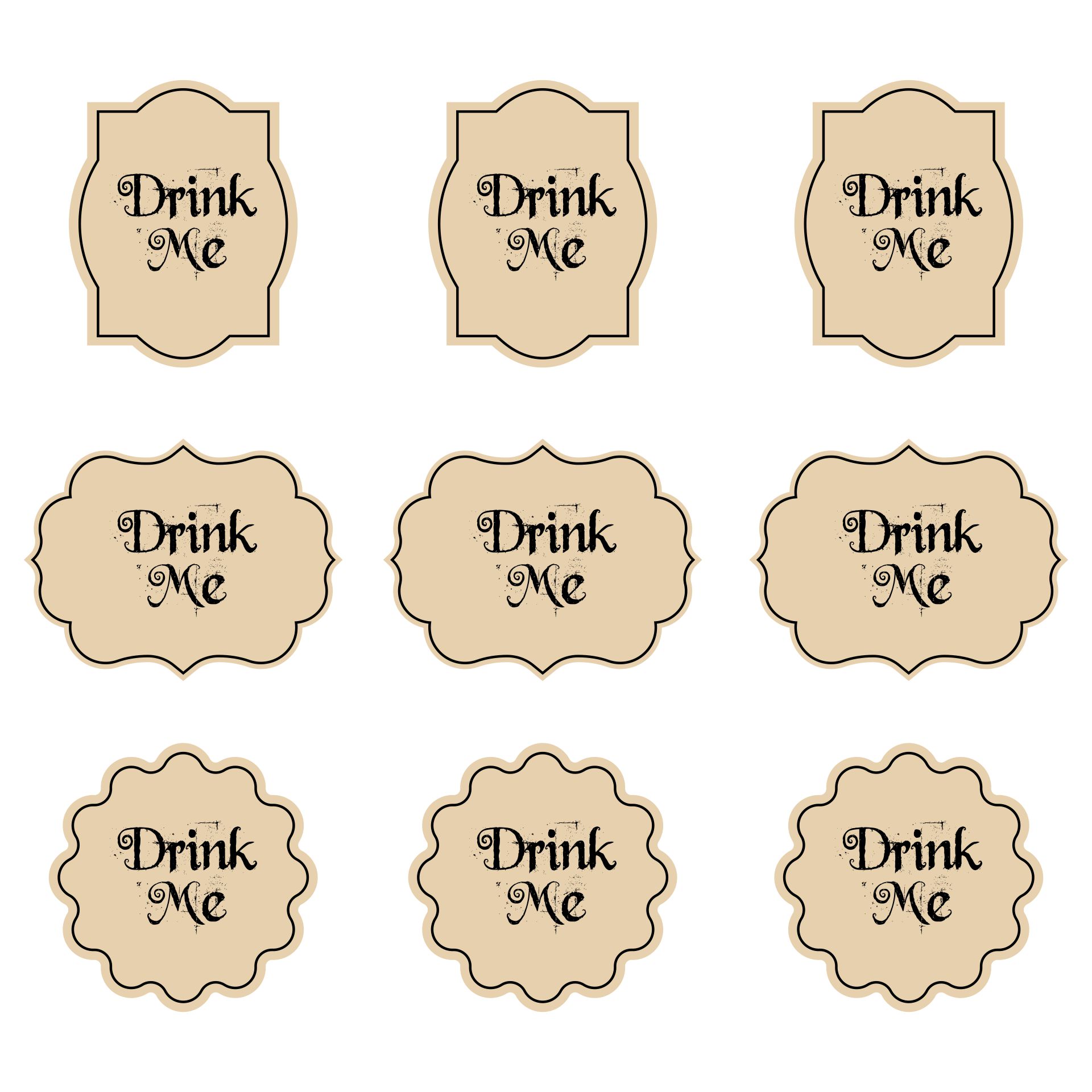 Drink Me Tags Free Printable Printable Word Searches